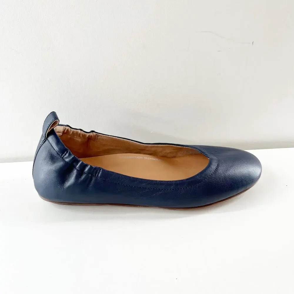 FitFlop Allegro Leather Ballet Flats Navy Blue 7.5